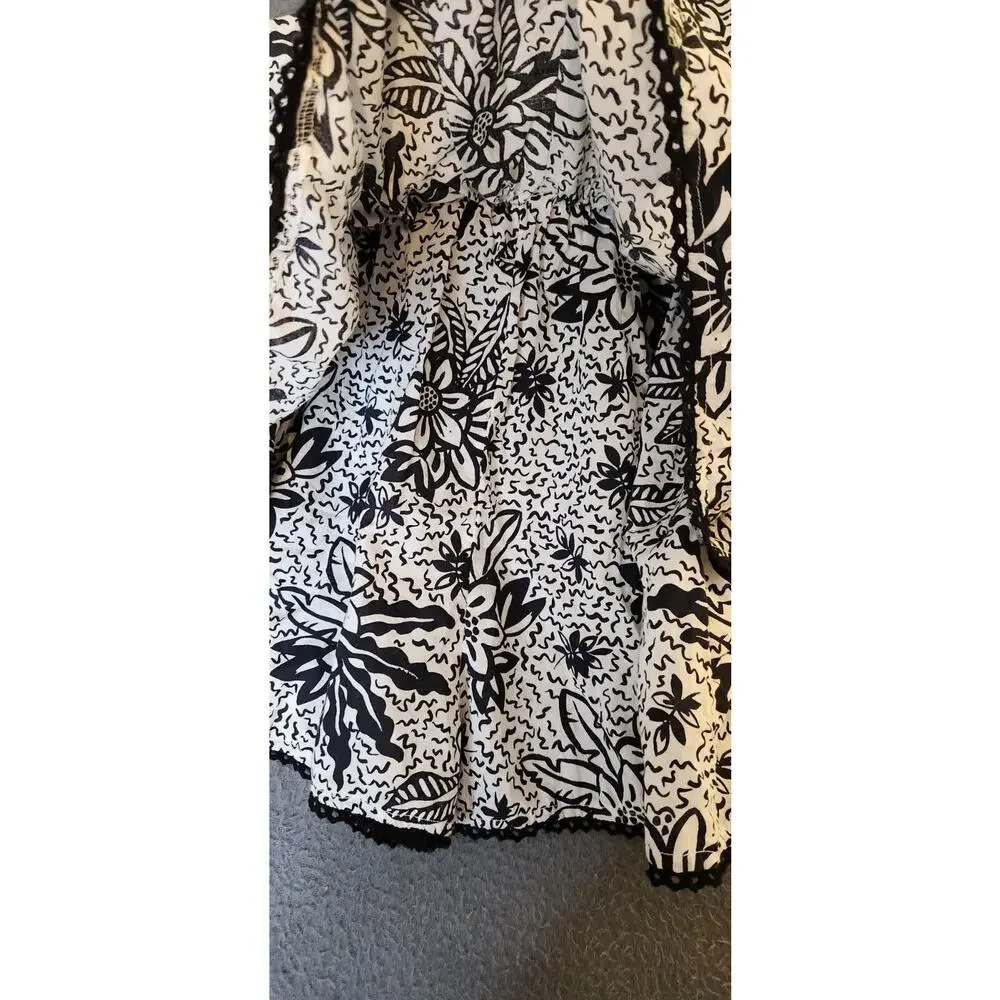 Urban Outfitters‎ Sz M Women Black White Floral Tiered Halter Neck Romper Mini